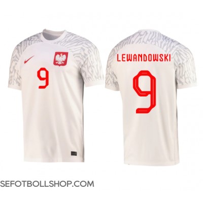 Billiga Polen Robert Lewandowski #9 Hemma fotbollskläder VM 2022 Kortärmad